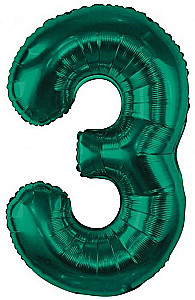 Фольгированный шар-цифра 3, зеленый, 85 см