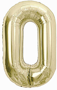 Folienballon Zahl 0, Champagner, 85 cm
