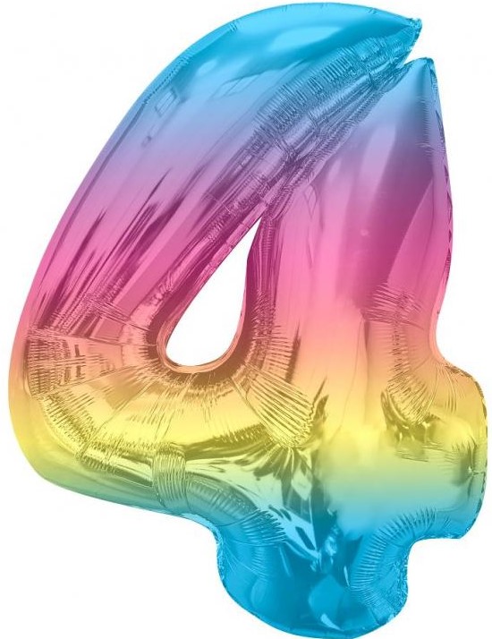 Foil Number Balloon 4 in Rainbow Color