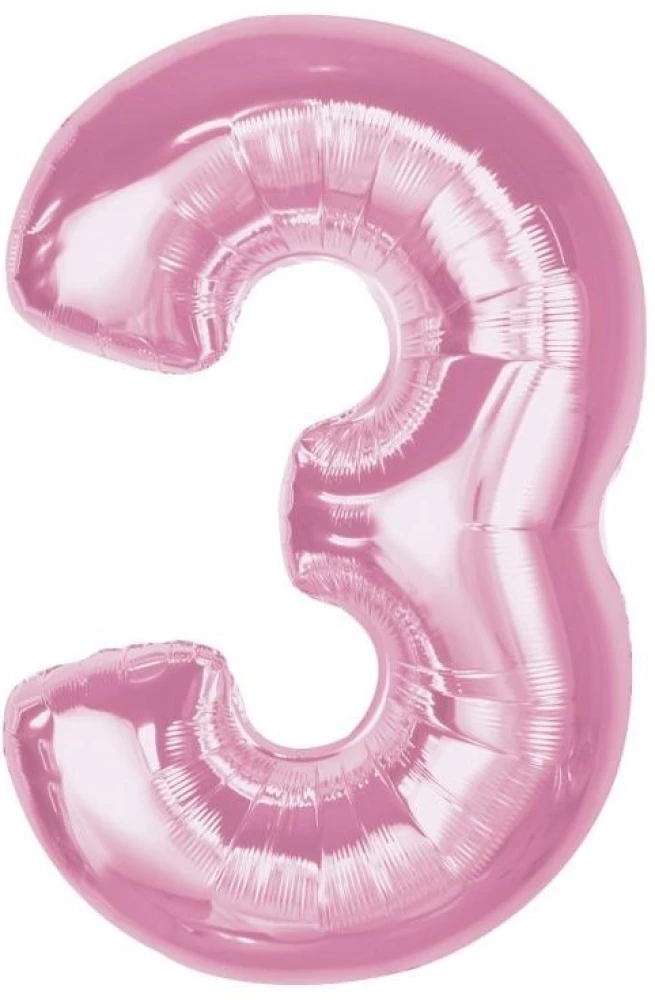Фольгированный шар цифра 3, розовый, 92 см