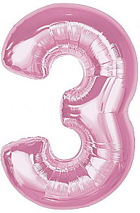Фольгированный шар цифра 3, розовый, 92 см