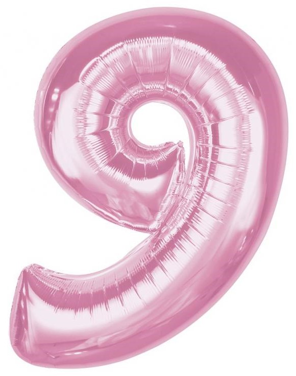 Foil balloon number 9, light pink, 92 cm