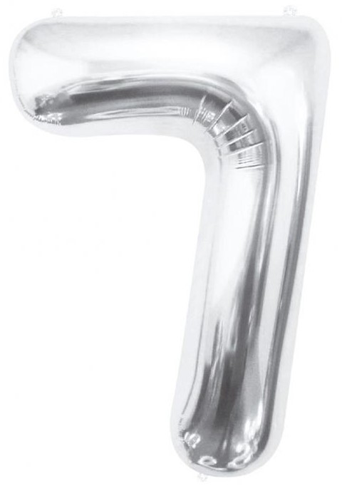 Foil balloon in the shape of the number 7, silver, 85 cm