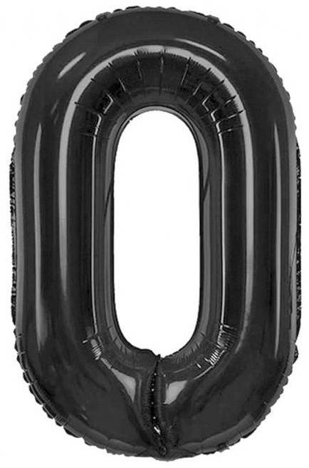 Foil Balloon Number 0, Matte Black, 85 cm