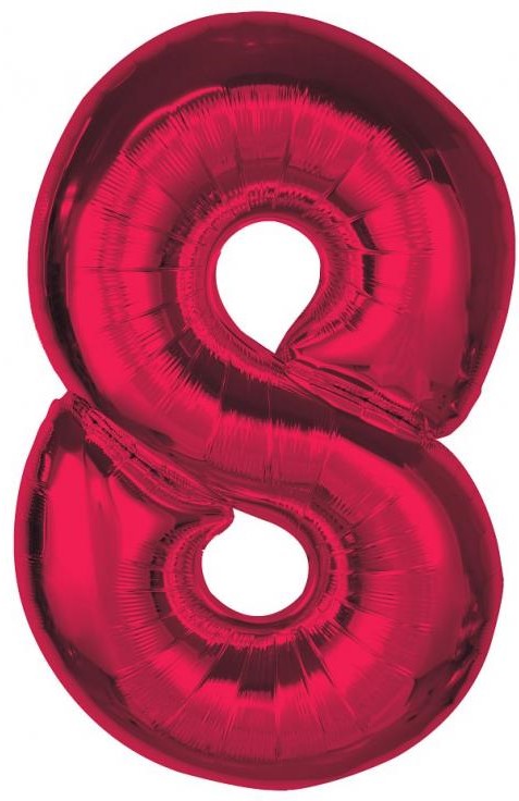 Foil Balloon Number 8, Red, 92 cm