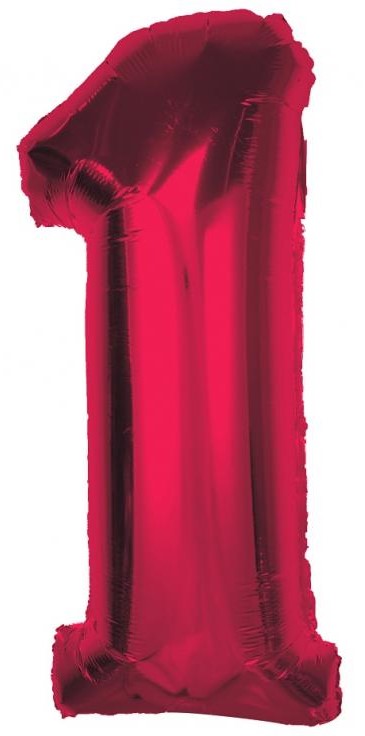 Foil Balloon Number 1, Red, 92 cm