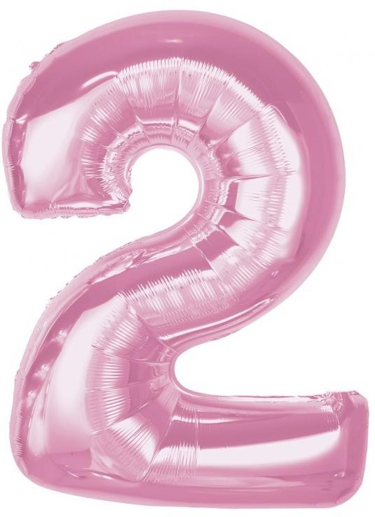 Foil Balloon Number 2, Light Pink, 92 cm