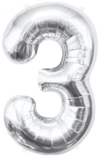 Fooliumballoon number 3, hõbedane, 85 cm