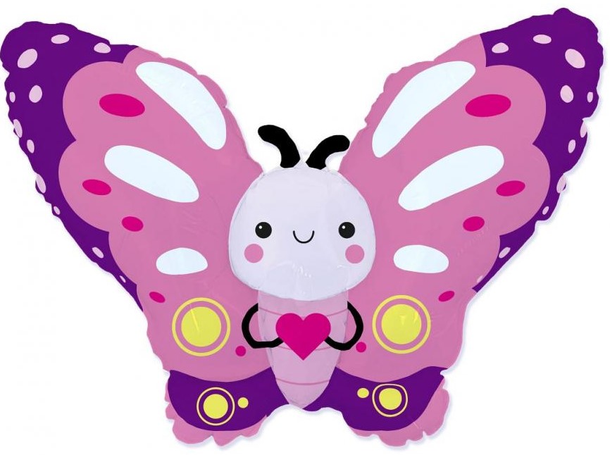 Foil Balloon - Butterfly, Pink