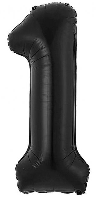 Foil Balloon Number 1, Matte Black, 85 cm