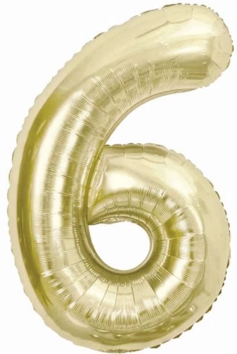 Fooliumballoon numbriga 6, šampanja, 85 cm