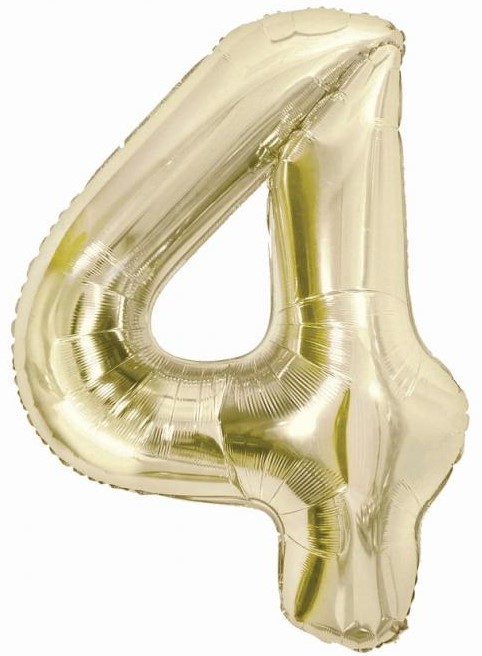 Foil Balloon Number 4, Champagne, 85 cm