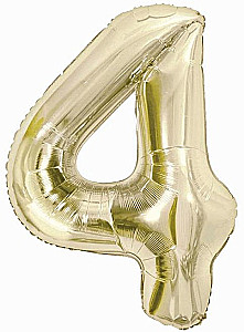 Folienballon Zahl 4, Champagner, 85 cm