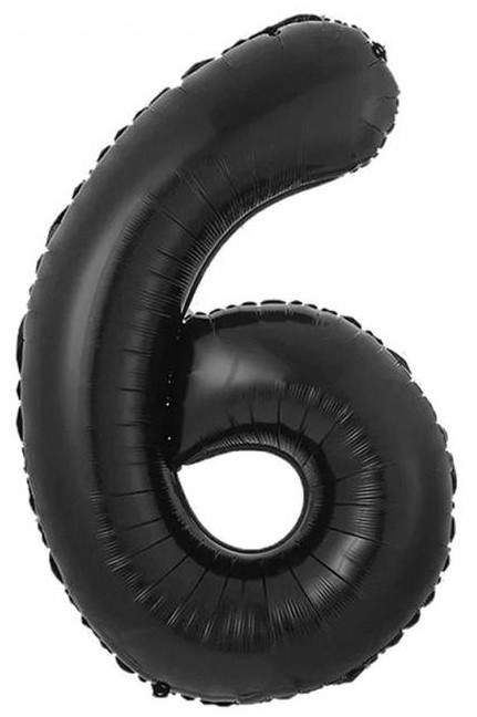 Foil balloon number 6, matte black, 85 cm