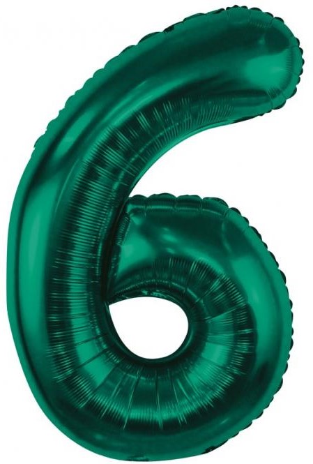 Foil Balloon Number 6, Green, 85 cm