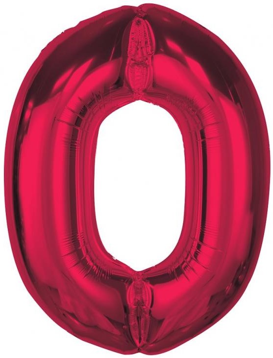 Foil Balloon Number 0, Red, 92 cm