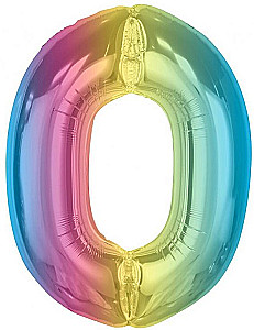 Фольгированный шар цифра 0, радужный, 92 см