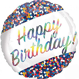 Foliensball - Happy Birthday Confeti, 46 cm