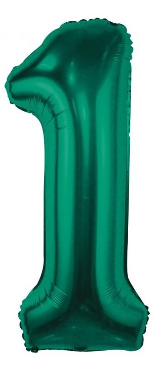 Foil Balloon Number 1, Green, 85 cm