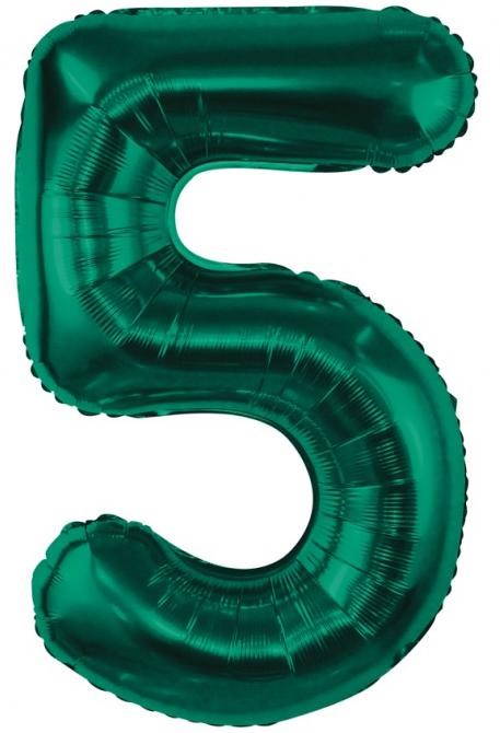 Foil number balloon 5, green, 85 cm