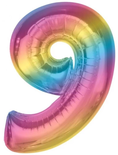 Fooliumballoon number 9, vikerkaare, 92 cm
