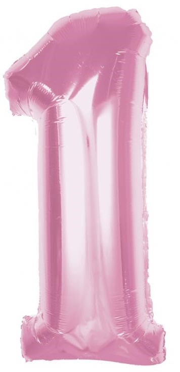 Foil Balloon Number 1, Light Pink, 92 cm
