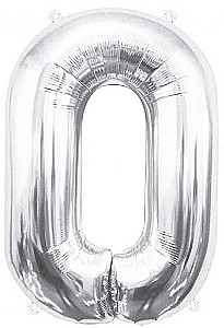 Фольгированный шар-цифра 0, серебряный, 85 см
