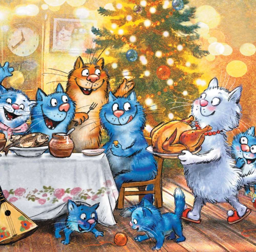 Blaue Katzen. Großfamilie. Wandkalender für das Jahr 2026