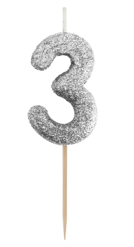 Küünlad tortidele - 3, must glitters