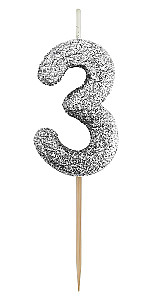 Küünlad tortidele - 3, must glitters