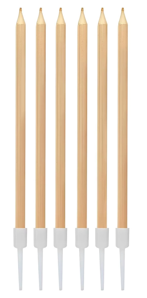 Kerzen-Set für Torte, goldfarben, 6 Stück