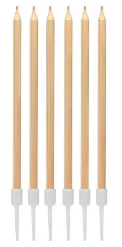 Kerzen-Set für Torte, goldfarben, 6 Stück