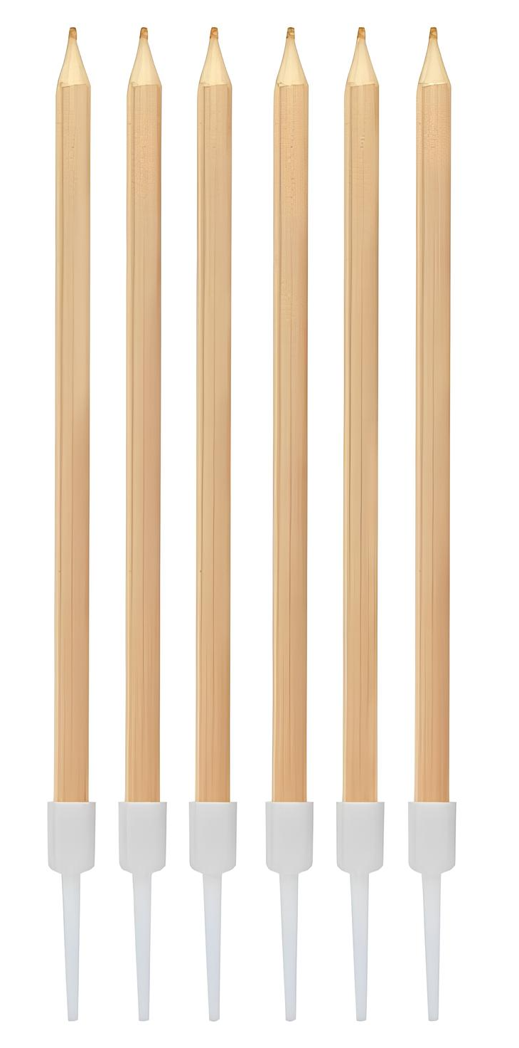 Zestaw świec do tortu, złote, 6 sztuk