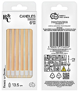 Kerzen-Set für Torte, goldfarben, 6 Stück