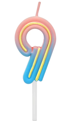 Kerze für die Torte - 9, Neon