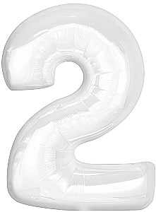 Фольгированный шар - цифра 2, белый