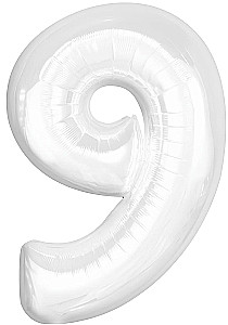Folienballon - Zahl 9, weiß