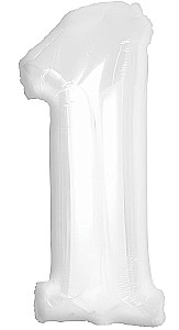 Folienballon - Zahl 1, weiß