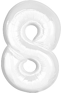 Фольгированный шар - цифра 8, белый