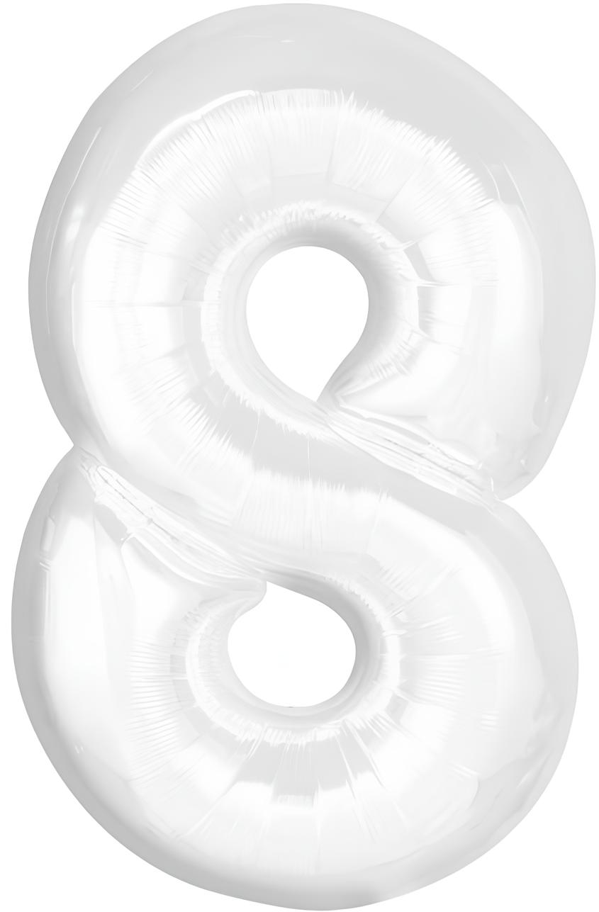 Foil balloon - number 8, white