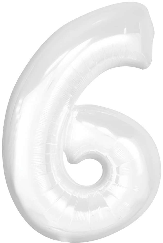 Fooliumballoon - number 6, valge