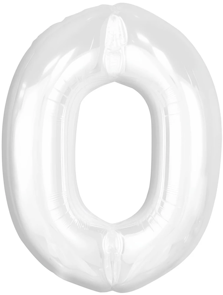 Fooliumballoon - number 0, valge
