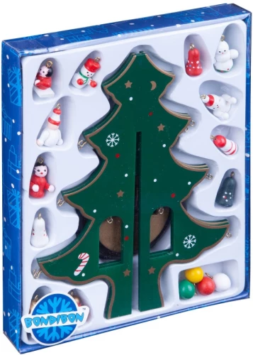 Koka Ziemassvētku eglīte 3D ar rotājumiem