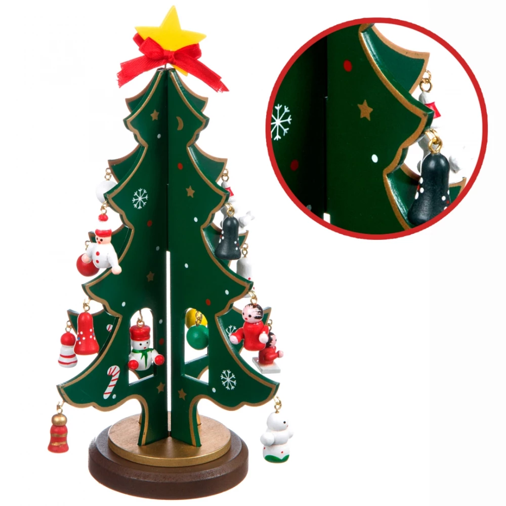 Koka Ziemassvētku eglīte 3D ar rotājumiem