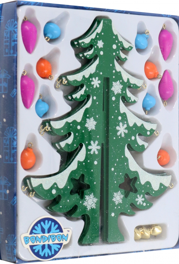 New Year set - Wooden Christmas tree with toys