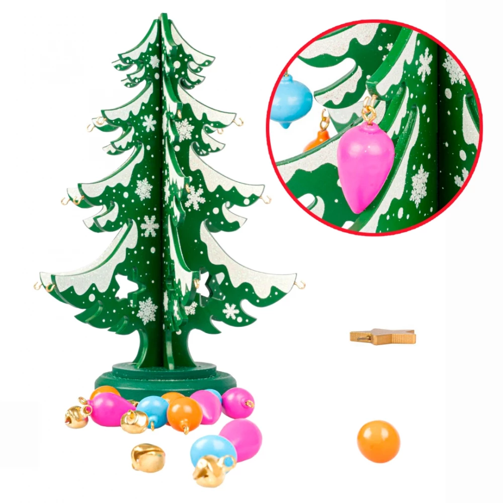 New Year set - Wooden Christmas tree with toys