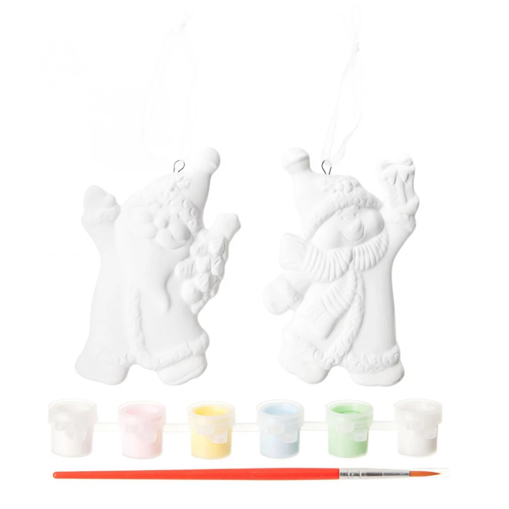 Creative Set - Christmas Ornaments. Snowman and Santa Claus