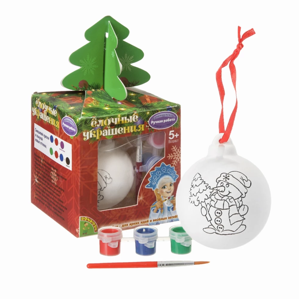 Craft Set - Christmas Ornaments. Ball with Snowman