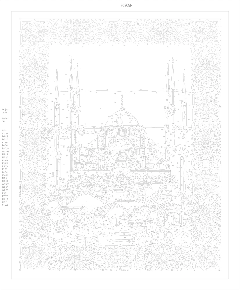 Gemälde nach Zahlen - Blaue Moschee. Istanbul (26 Farben)