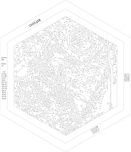 Malerei nach Zahl. Schwarze Leinwand. Hexagon. Schloss im Mondlicht (13 Farben)